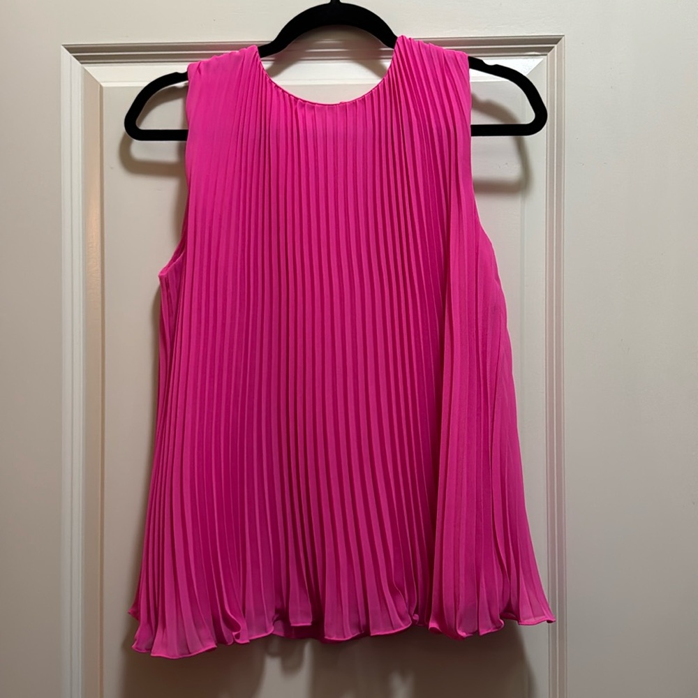 J. Crew accordion sleeveless pink blouse